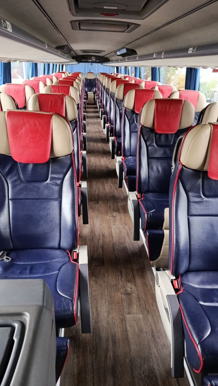 Rows of leather seats in the VDL Synergy VIP